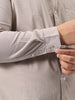 Plus Men's Brown Cotton Full Sleeve Regular Fit Casual Solid Slub Shirt with Spread Collar
