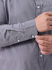 Plus Men's Grey Cotton Full Sleeve Regular Fit Casual Solid Slub Shirt with Spread Collar