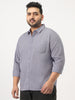 Plus Men's Lavender Cotton Full Sleeve Regular Fit Casual Solid Slub Shirt with Spread Collar