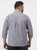 Plus Men's Lavender Cotton Full Sleeve Regular Fit Casual Solid Slub Shirt with Spread Collar