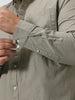 Plus Men's Light Olive Cotton Full Sleeve Regular Fit Casual Solid Slub Shirt with Spread Collar