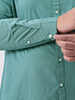 Plus Men's Light Teal Cotton Full Sleeve Regular Fit Casual Solid Slub Shirt with Spread Collar