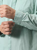 Plus Men's Mint Cotton Full Sleeve Regular Fit Casual Solid Slub Shirt with Spread Collar