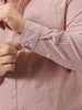 Plus Men's Pink Cotton Full Sleeve Regular Fit Casual Solid Slub Shirt with Spread Collar
