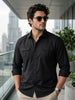 Men's Black Cotton Full Sleeve Regular Fit Casual Solid Shirt