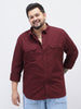 Plus Men's Maroon Cotton Full Sleeve Regular Fit Casual Solid Shirt