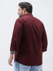 Plus Men's Maroon Cotton Full Sleeve Regular Fit Casual Solid Shirt