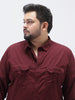 Plus Men's Maroon Cotton Full Sleeve Regular Fit Casual Solid Shirt