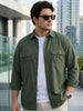 Plus Men's Sage Green Cotton Full Sleeve Regular Fit Casual Solid Shirt