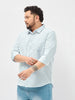 Plus Men's Light Blue Cotton Full Sleeve Regular Fit Casual Striped Shirt
