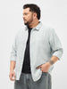 Plus Men's Light Grey Cotton Full Sleeve Regular Fit Casual Striped Shirt