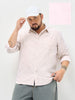 Plus Men's Light Pink Cotton Full Sleeve Regular Fit Casual Striped Shirt
