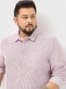 Plus Men's Maroon Cotton Full Sleeve Regular Fit Casual Striped Shirt