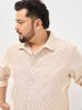 Plus Men's Pumpkin Spice Cotton Full Sleeve Regular Fit Casual Striped Shirt
