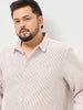 Plus Men's Rust Cotton Full Sleeve Regular Fit Casual Striped Shirt