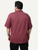Plus Men's Light Maroon Cotton Half Sleeve Oversized Fit Textured Shirt with Cuban Collar