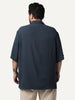 Plus Men's Steel Cotton Half Sleeve Relaxed Fit Textured Shirt with Cuban Collar