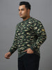 Urbano Plus Men's Green Cotton Camouflage Printed Round Neck Sweatshirt
