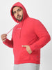 Plus Men's Red Cotton Graphic Print Hooded Neck Sweatshirt