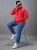 Plus Men's Red Cotton Graphic Print Hooded Neck Sweatshirt