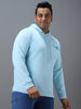 Urbano Plus Men's Blue Cotton Solid Hooded Neck Sweatshirt