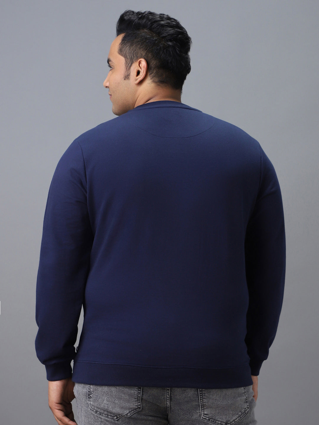 Urbano Plus Men's Blue Cotton Graphic Print Round Neck Sweatshirt
