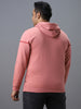 Plus Men's Pink Cotton Solid Hooded Neck Sweatshirt