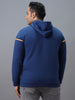Plus Men's Blue Cotton Solid Hooded Neck Sweatshirt