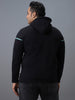 Plus Men's Black Cotton Solid Hooded Neck Sweatshirt