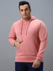 Urbano Plus Men's Pink Cotton Solid Hooded Neck Sweatshirt