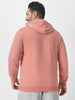 Plus Men's Pink Cotton Solid Hooded Neck Sweatshirt