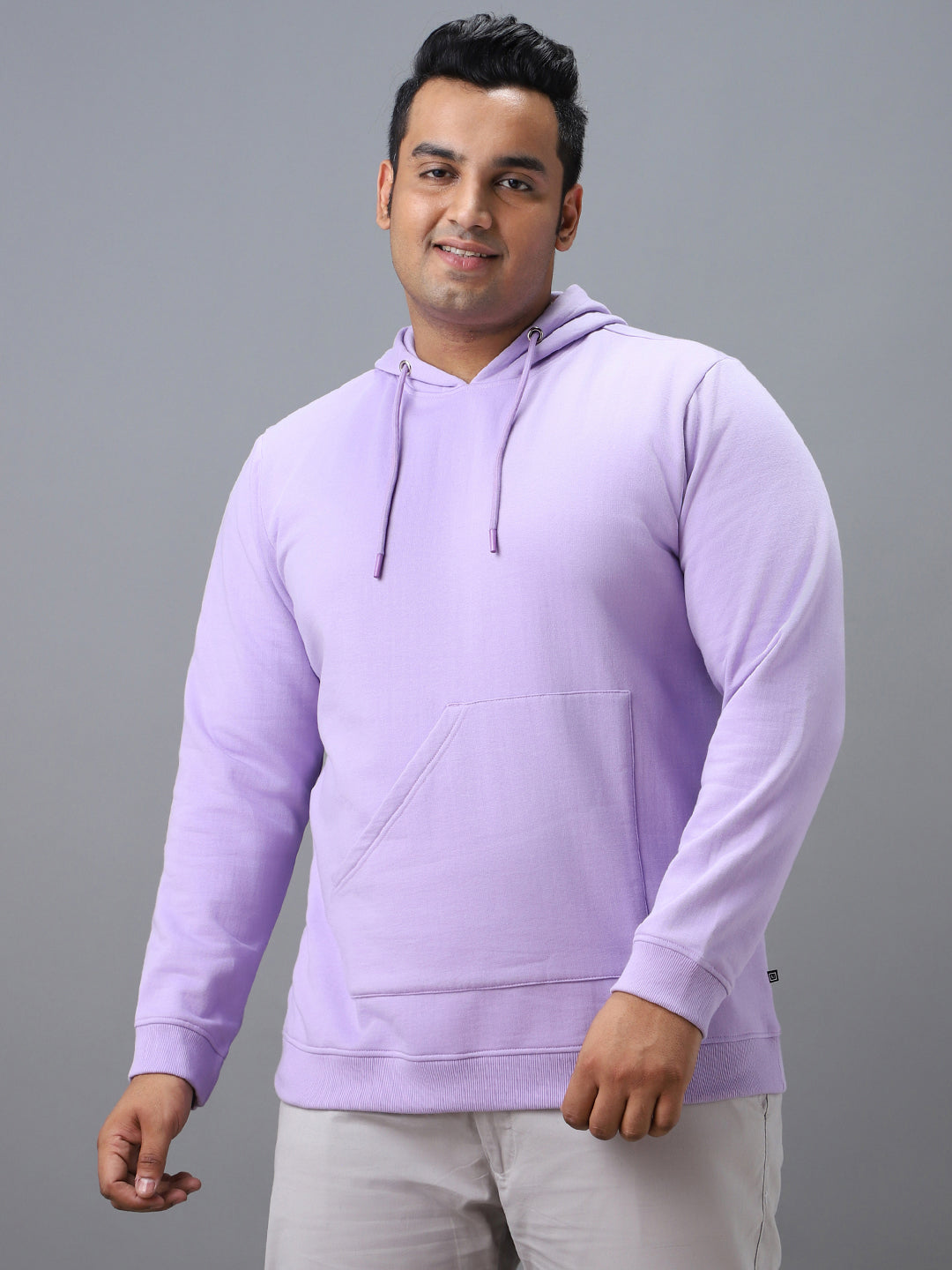Urbano Plus Men's Purple Cotton Solid Hooded Neck Sweatshirt