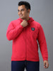 Urbano Plus Men's Pink Cotton Solid Zippered Hooded Neck Sweatshirt