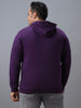 Urbano Plus Men's Purple Cotton Solid Zippered Hooded Neck Sweatshirt