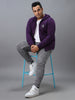 Urbano Plus Men's Purple Cotton Solid Zippered Hooded Neck Sweatshirt