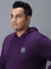 Urbano Plus Men's Purple Cotton Solid Zippered Hooded Neck Sweatshirt