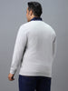 Urbano Plus Men's Grey Cotton Solid Zippered High Neck Sweatshirt