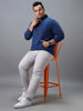 Urbano Plus Men's Blue Cotton Solid Zippered High Neck Sweatshirt