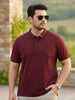 Plus Men's Maroon Solid Cotton Polo T-Shirt