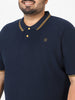 Plus Men's Navy Blue Solid Regular Fit Polo T-Shirt