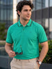 Plus Men's Teal Green Solid Cotton Polo T-Shirt