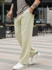 Plus Men's Beige Loose Fit Solid Linen Blend Trousers Non-Stretchable