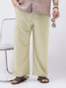 Plus Men's Beige Loose Fit Solid Linen Blend Trousers Non-Stretchable