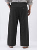 Plus Men's Black Loose Fit Solid Linen Blend Trousers Non-Stretchable