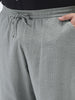 Plus Men's Grey Loose Fit Solid Linen Blend Trousers Non-Stretchable