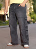 Plus Men's Black Loose Baggy Fit Travel Cargo Jeans With 8 Pockets Stretchable