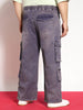 Plus Men's Dark Blue Loose Baggy Fit Travel Cargo Jeans With 8 Pockets Stretchable