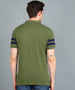 Urbano Fashion Men's Olive, Navy Blue Colour-Block Slim Fit Half Sleeve Cotton Polo T-Shirt