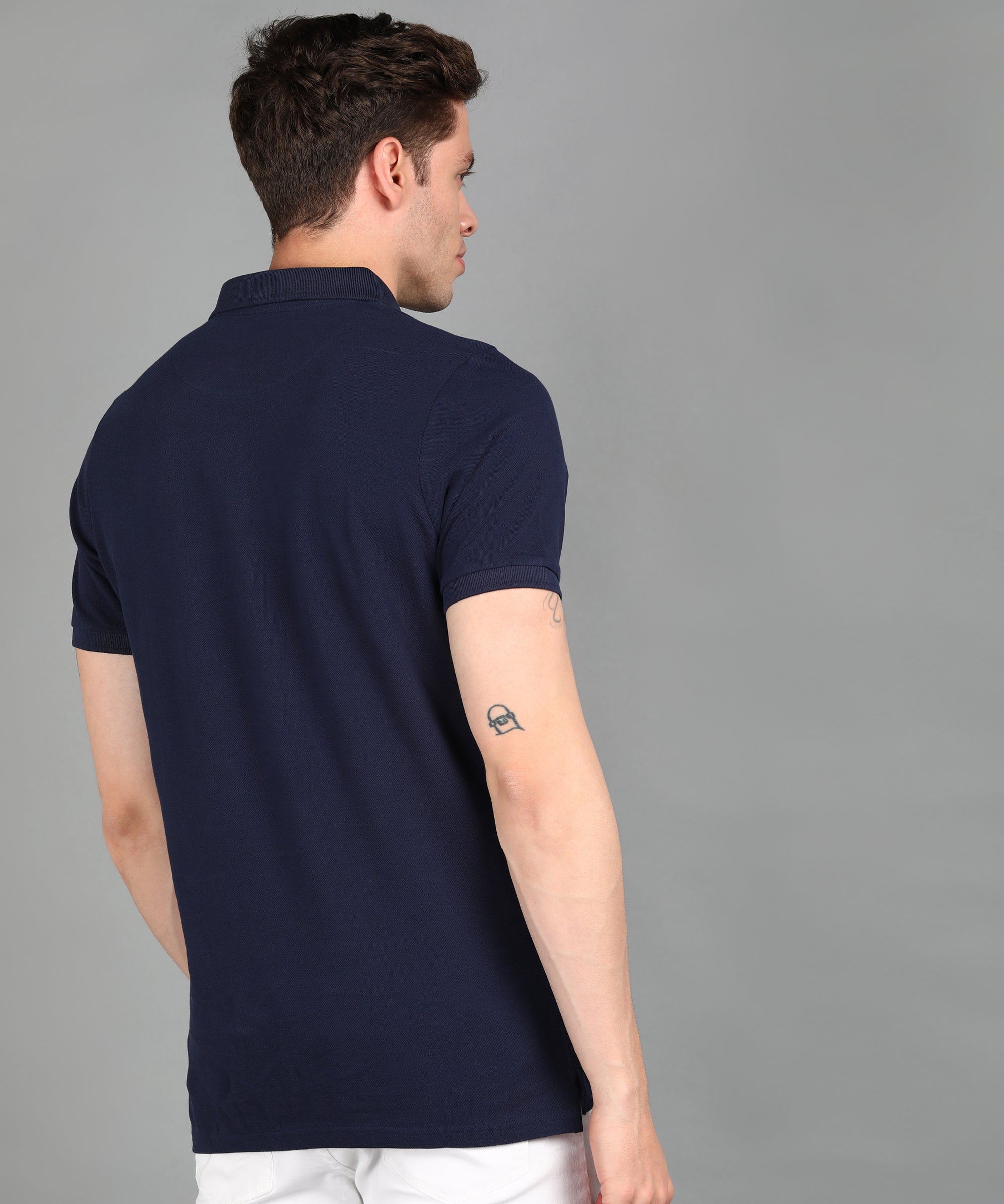 Men's Navy, White, Red Colour-Block Slim Fit Half Sleeve Cotton Polo T-Shirt