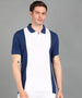 Urbano Fashion Men's White, Dark Blue Colour-Block Slim Fit Half Sleeve Cotton Polo T-Shirt